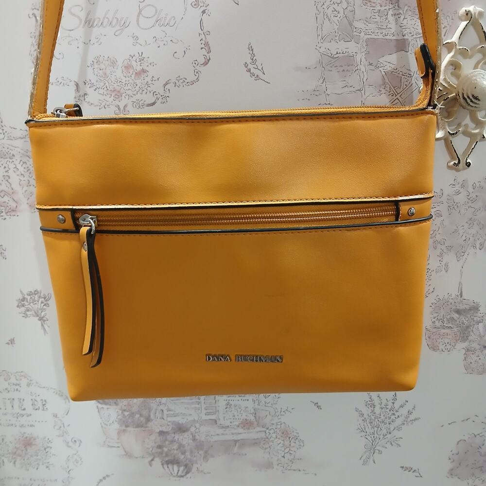 Dana Buchman Women's Mustard Yellow Shoulder Bag Purse Faux Leather
